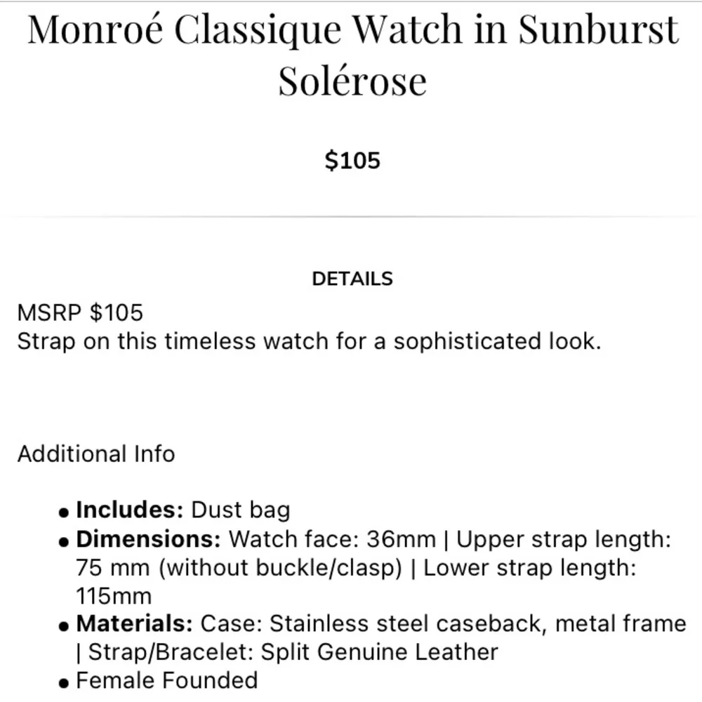 NWT: Monroé Watches Sunburst Solérose Watch - Picture 4 of 6